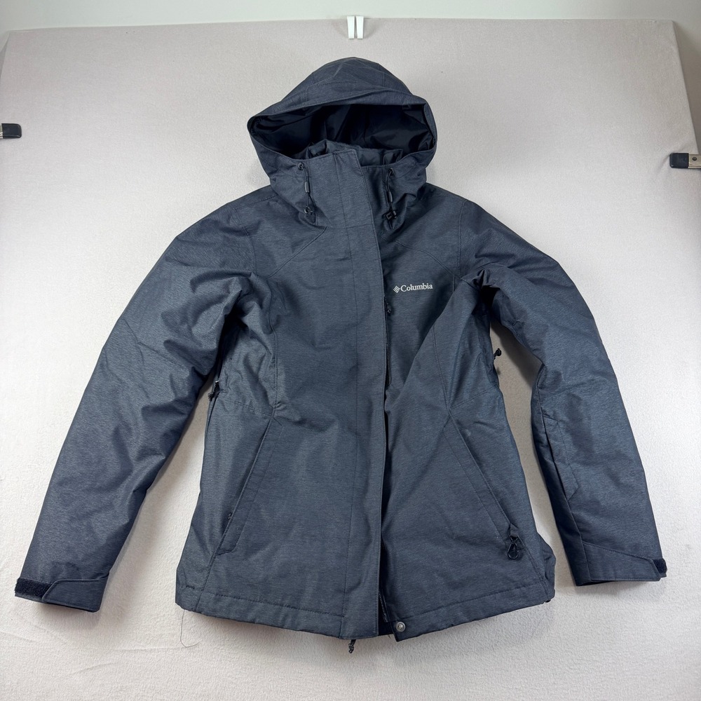 Columbia Omni-Heat Interchange Women Jacket Grey Hooded Ski Shell‎ Medium